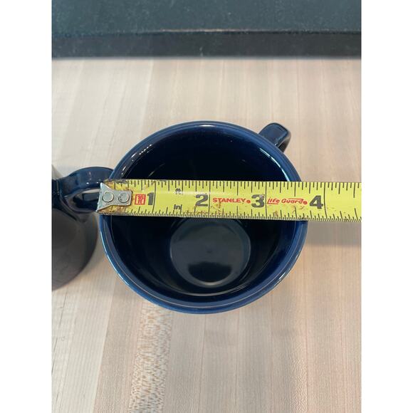 Dark Blue Navy FIESTA mugs set of 2 classic ring handle USA MADE - Picture 8 of 9